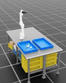 RB5 arm beginning its approach toward detected mechanical parts